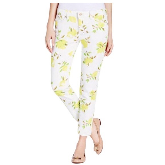 kate spade Denim - Kate Spade Lemon Print White Skinny Ankle Jeans
